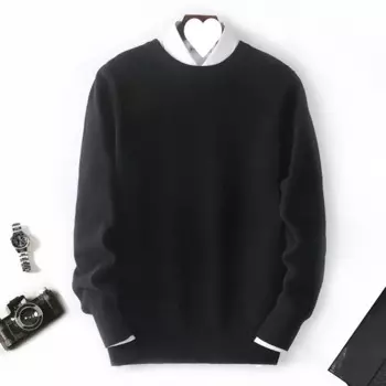 Свитер мужской шерстяной с круглым вырезом, 62,5-105 кг