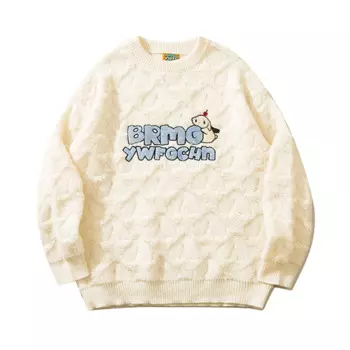 Свитер Мужской трикотажный в стиле хип-хоп с вышивкой