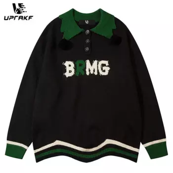 Свитер-поло с длинным рукавом, на осень/зиму