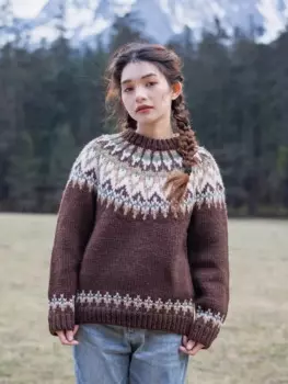 Свитер женский осенне-зимний вязаный, 100%-см