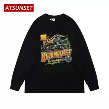 Свитшот ATSUNSET Bloomquist с принтом спортивных автомобилей, Осенний хлопковый пуловер в стиле хип-хоп, уличный стиль ретро, худи с круглым вырезом Tops