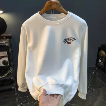 Свитшот мужской, осень 2024, свободные модные толстовки с принтом, универсальный эластичный свитер с круглым вырезом, футболка с длинными рукавами
