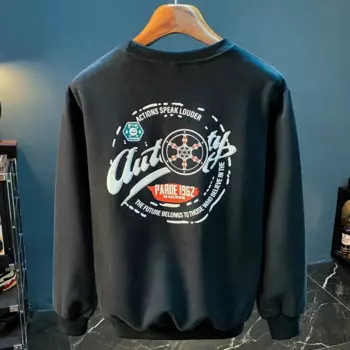 Свитшот мужской, осень 2024, свободные модные толстовки с принтом, универсальный эластичный свитер с круглым вырезом, футболка с длинными рукавами