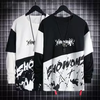 Свитшот мужской с длинным рукавом, стильная уличная одежда в стиле хип-хоп, свитшот с разноцветным принтом надписи, осень