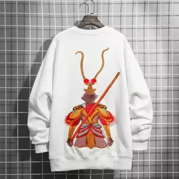 Свитшот мужской с вышивкой в китайском стиле, рандомный Повседневный джемпер с длинным рукавом, свободный джемпер, весна-осень