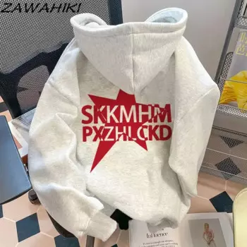 Свитшот zawhiki Женский, уличная одежда в американском стиле, в стиле хип-хоп, с надписью «Звезда», свободного покроя, универсальная повседневная одежда для влюбленных, весна-осень