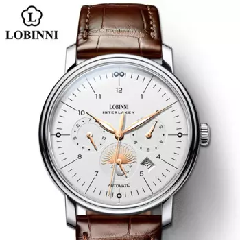 Switzerland Lobinni Luxury Brand Seagull Men's Mechanical Watch Leather Business Automatic Men Watches Fashion часы мужские 2020