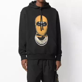 Свободная повседневная черная молочно-белая толстовка высокого качества с капюшоном и маскарадным принтом IH NOM UH NIT для мужчин и женщин, хлопковая шерстяная толстовка с капюшоном