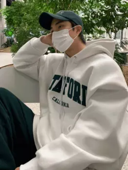 SYUHGFA корейский стиль нишевый дизайн мужские толстовки с буквенным принтом и большим карманом с капюшоном мужская толстовка 2024 осень