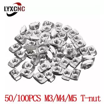 50/100 шт. M3/M4/M5 * 10*6 для 20 серии Т-образных пазов, Т-образные гайки, скользящий молоток, крепежная гайка, коннектор, 2020 алюминиевый экструзионный профиль