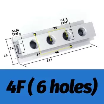 Т-образный 1/4 "BSP Female2 3 4 5 6 7 8 9 10 портов, Алюминиевый пневматический распределитель, разделитель пневматических труб, коллекторных блоков