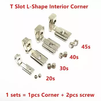 Т-образный паз L-образной формы 2020, 3030, 4040, 4545, алюминиевый профиль, внутренний угловой соединительный кронштейн с винтом