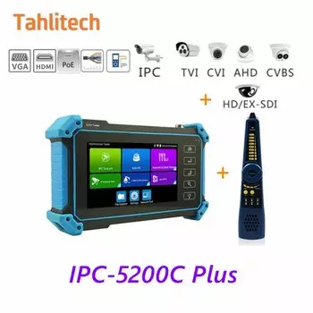 Tahlitech 4K Тестер камеры видеонаблюдения 8MP AHD CVI TVI CVBS IP-камера HD-дисплей Видеомонитор 5-дюймовый IPS сенсорный экран IPC-тестер Инструмент