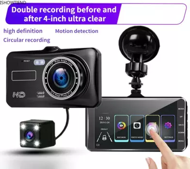 Тахографы HD с двойной записью, сенсорный экран, бортовой рекордер, мониторинг парковки с обратным изображением, 1080p, 4-дюймовая автомобильная камера, регистратор s