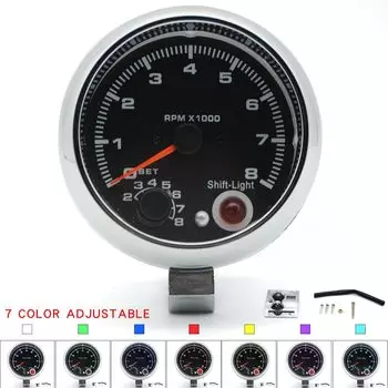 Тахометр 3,75 дюйма 95 мм, 7 цветов, светодиодный дисплей, черная поверхность, хромированный, 4 6 8 цилиндров