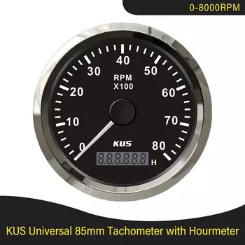 Тахометр KUS 85 мм 0-3000 об/мин 0-4000 об/мин 0-6000 об/мин 0-8000 об/мин 0-об/мин 9-32 В с песометром красная желтая подсветка для автомобилей, грузовиков, лодок