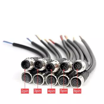 TAIBAIJIA MCR-DC184 удлинительный кабель M12 IP67 2-6 pin черный 20см