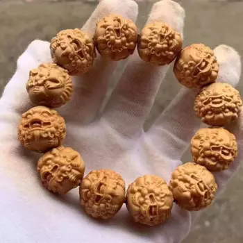 Taihang 12 дюймов все знаки зодиака резная рукоятка Pai рукоятка Thuja деревянные бусины дракона