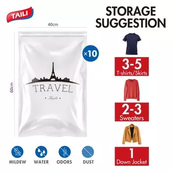 TAILI 10 шт. свернутые сумки для хранения дорожной одежды, сумки для экономии места, многоразовые воздушные вакуумные пакеты для упаковки чемоданов