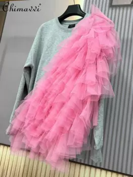 Тайский модельер, милая уличная одежда, сетчатая толстовка, новая женская осень-зима 2022, элегантная трендовая толстовка с капюшоном феи, топ