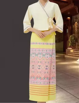 Тайский женский весенний Рабочий костюм желтого цвета