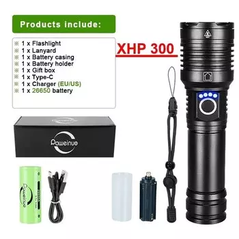 Тактический фонарь XHP300 USB перезаряжаемый