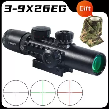Тактический короткий охотничий оптический прицел 3-9X26EG, комбинированный красный/зеленый лазерный прицел, прицел для страйкбола, подходит для рельсового крепления 20 мм
