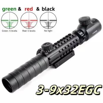Тактический Оптический прицел 3-9X32EG, прицел с красно-зеленым светоотражающим прицелом для охоты, 11 мм/20 мм, Пикатинни, страйкбольной винтовки