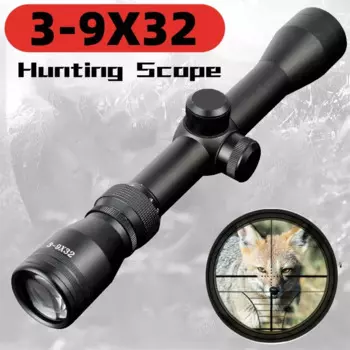 Тактический прицел 3-9x32, оптическая сетка для охоты, страйкбола, снайпера, снаряжение для охоты на открытом воздухе, Регулируемый зум, позиционирующее зеркало