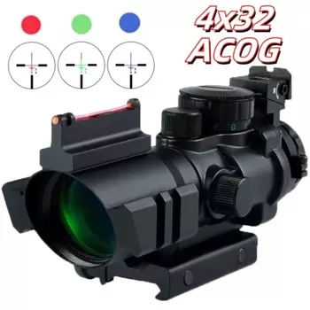 Тактический прицел 4x32 Acog, оптический прицел с ласточкиным хвостом 20 мм, оптический прицел, волоконный прицел для охотничьей пневматической винтовки, страйкбола, снайперской лупы