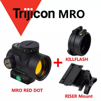 Тактический сетчатый прицел Trijicon MRO 2 MOA, прицел с красной точкой, черный с планкой Пикатинни и 1/3 подъемником, прицел с креплением Killflash