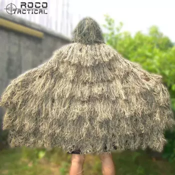 Тактическое легкое пончо ROCOTACTICAL Ghillie, тактическое снайперское пончо для страйкбола, пейнтбола, военное пончо Ghillie, костюм для леса