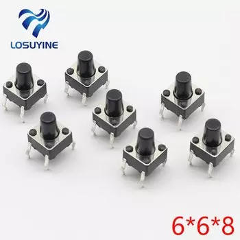 Тактильная Кнопка G93, микро переключатель 6 х6х8 мм, 4 контакта, прямой самосброс, DIP-топ, медь, 50 шт./партия