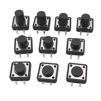 Тактовые кнопки LOCHEUK 20 шт., черные/серебристые