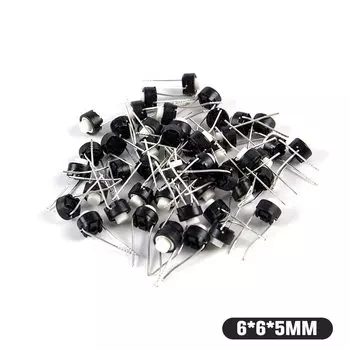 Тактовые выключатели ZLinKJ, 50 шт., белые и черные, 6*6*5 мм