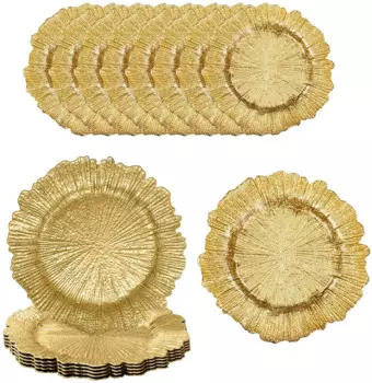Тарелка для свадебной вечеринки Гальваническая легкая Роскошная полипропиленовая тарелка, антикварная большая Фруктовая тарелка с краем горячей золотой фольги, 50 шт., 100 шт., 200 шт.