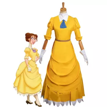 Тарзан Джейн Косплей желтое длинное классическое платье принцессы костюм наряды Хэллоуин Карнавальный Костюм