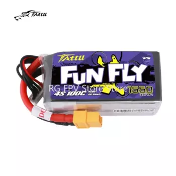 Tattu FunFly 100C 1550 мАч 14,8 в Lipo 4S аккумулятор XT60 разъем для тренировки рамы FPV 250 230 210 180 Размер гоночного дрона