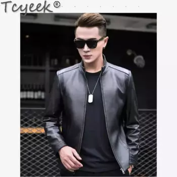Tcyeek куртка из натуральной кожи, мужская осенняя одежда, мотоциклетное пальто из овчины, тонкая стильная мужская кожаная куртка, деловая Jaqueta De Couro