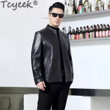 Tcyeek мужские куртки из натуральной кожи, деловые повседневные пальто из натуральной овчины, мужская кожаная куртка, весенне-осенняя одежда Jaqueta Couro