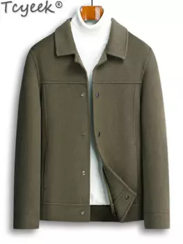 Tcyeek Мужское пальто из 100% шерсти 2024, деловые повседневные шерстяные пальто, мужская зимняя куртка, теплые шерстяные куртки, мужская одежда Jaqueta Masculina