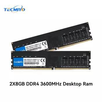 TECMIYO 2X8GB DDR4 3600 PC4 28800U 1RX8 Udimm настольная игровая Память RAM-черный