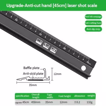 TELEHILL Антирежущая линейка из алюминия 20/30/45 см