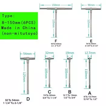 Телескопический КАЛИБР 3-13 мм 8-5/16 мм (-6 дюймов), 6 шт./комплект, Внутренний Калибр, отверстия для быстрого внутреннего измерения holesExtension