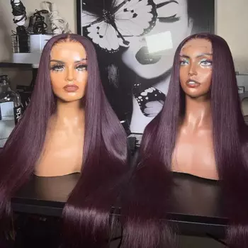 Темно-бордовый бесклеевой парик Wig13X4, синтетические кружевные передние парики для женщин, без клея, предварительно выщипанные, предварительно вырезанные, HD кружевные передние, передние, женские парики