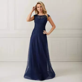 Темно-синее платье для матери невесты 2022 А-силуэт женское свадебное платье для гостей длинное кружевное элегантное вечернее платье с рукавами-крылышками