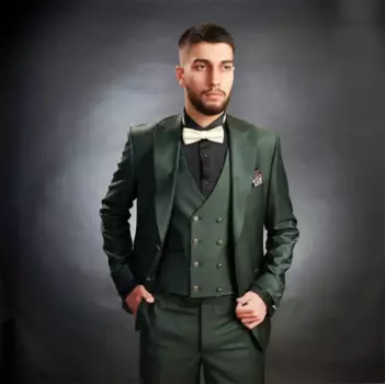 Темно-зеленые мужские свадебные костюмы из 3 предметов, облегающие смокинги, официальный мужской костюм для шафера (Блейзер + жилет + брюки)