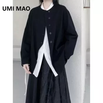 Темное пальто UMI MAO Yamamoto, кардиган неправильной формы с круглым вырезом, нишевой весенний Топ, Дизайнерский Жакет для женщин Y2K
