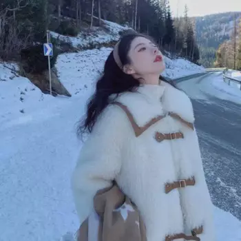 Теплая Глянцевая пушистая зимняя одежда, пальто с облаками, красивое пальто из искусственной овечьей шерсти, женская модная Длинная женская куртка, Новое поступление