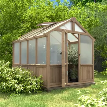 Теплица 6x8 футов, теплицы для улицы с кедровой рамой, 4-слойная панель из поликарбоната, зеленый дом с регулируемой рамкой
